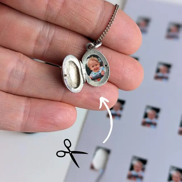 Photo of a newly made locket with a picture inside